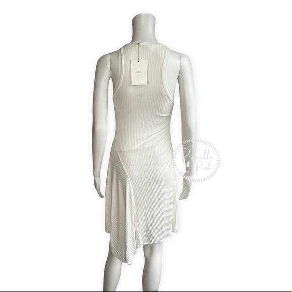 NWT A.L.C. White High neck asymmetric ribbed Bea Dress - Picture 5 of 12